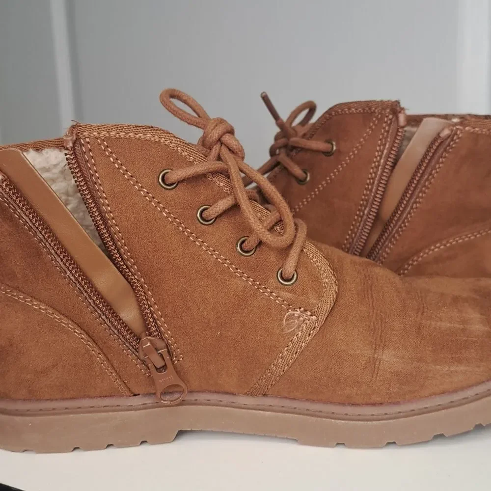 Girl's Tan Suede lined Ankle Boots